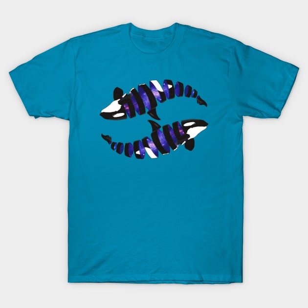 Galaxy Orcas T-Shirt by Tinker and Bone Studio